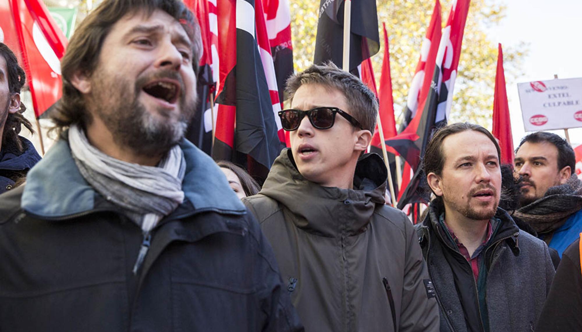 Rafa Mayoral, Íñigo Errejón y Pablo Iglesias.